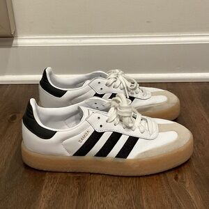 Adidas Samba White and Black with Gum Sole